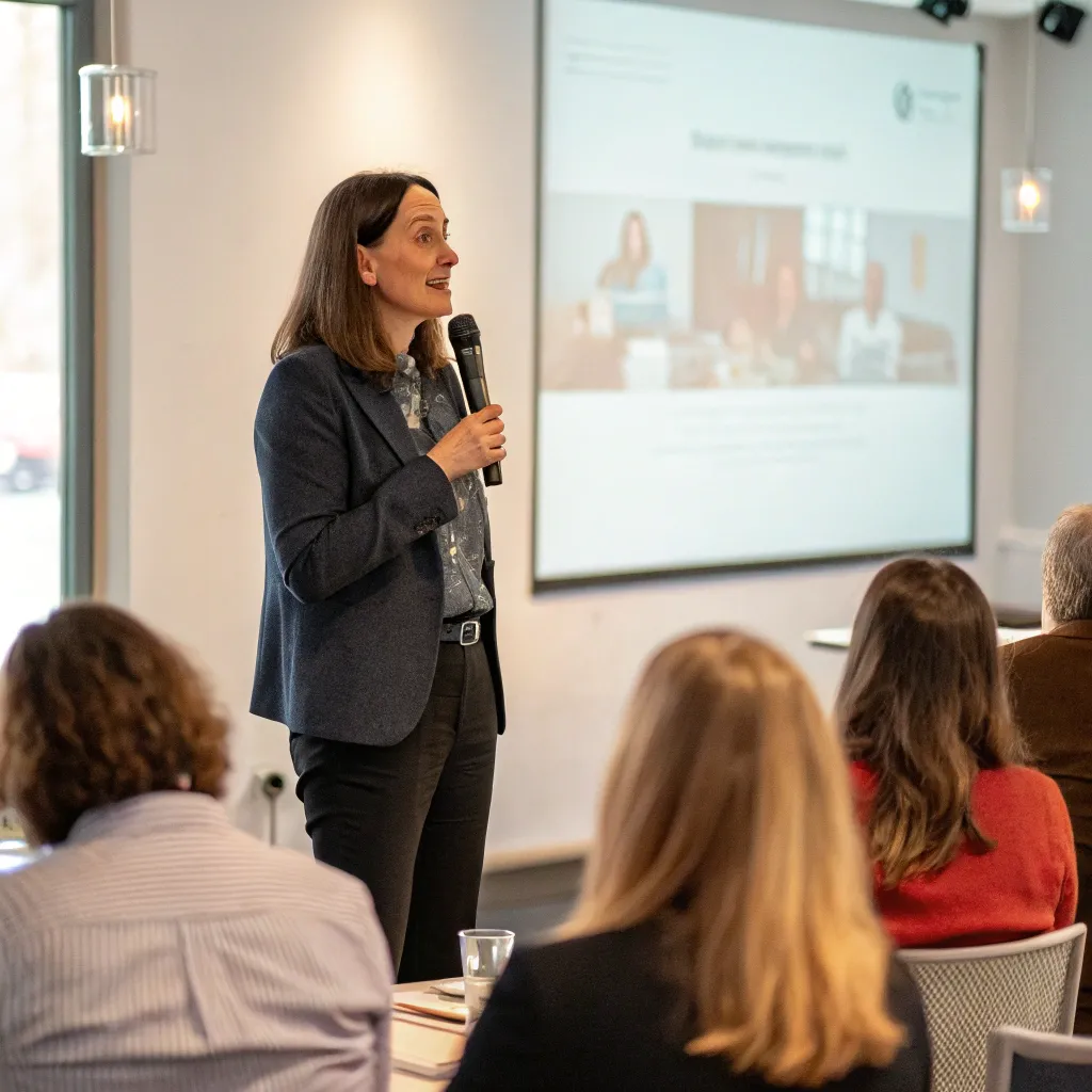 Sarah presenting at a workshop